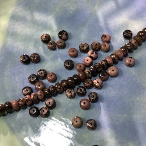天然黑线红纹5*8mm算盘珠隔片手工diy串珠饰品配件材料S383