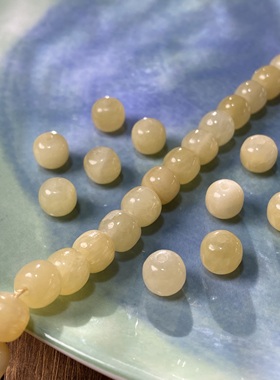 天然米黄玉墩墩珠8*7mm散珠手工diy串珠手链项链饰品配件材料X528