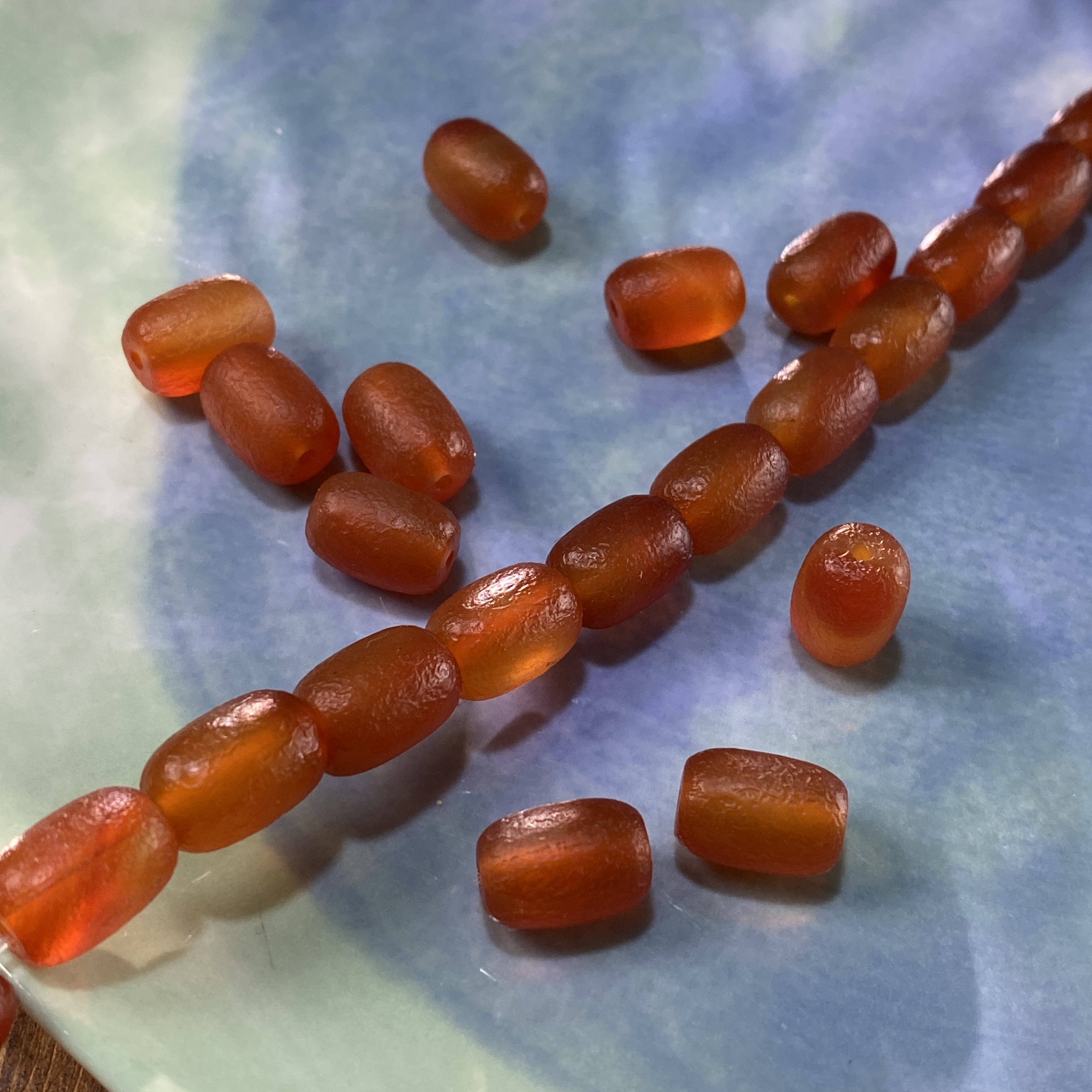 天然橘皮玛瑙9*13mm墩墩散珠手工diy串珠手链项链饰品配件S589