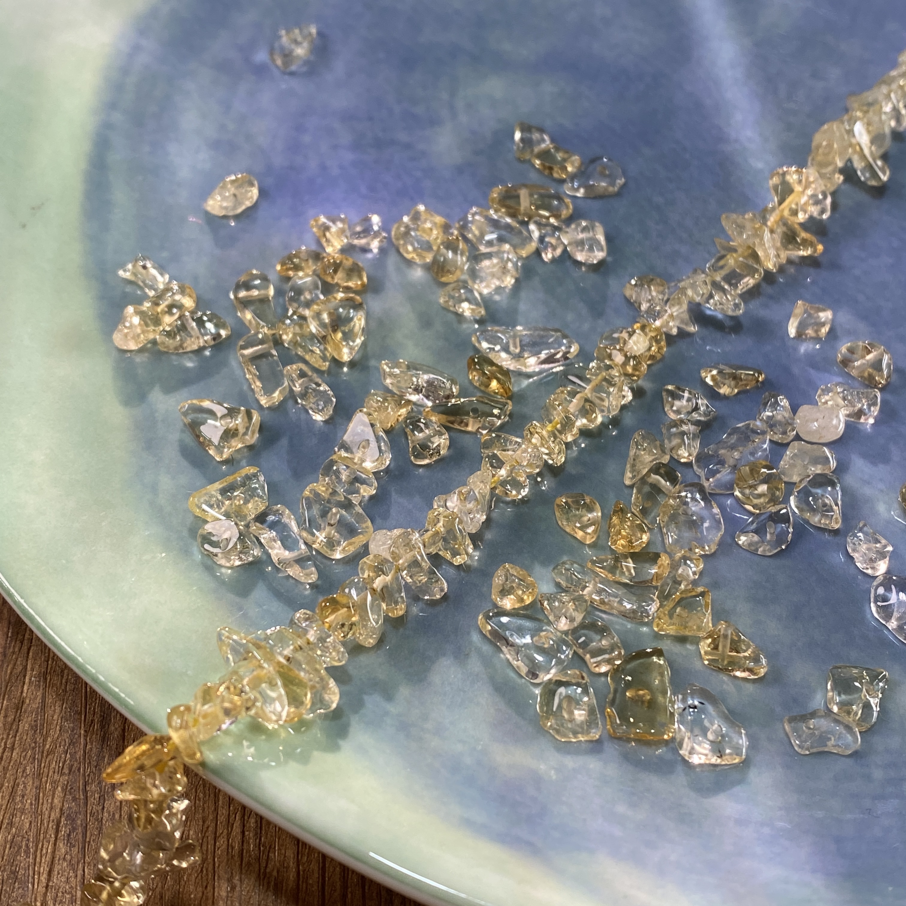 天然黄水晶4*6mm有孔碎石手工diy串珠子手链项链饰品配件材料S855