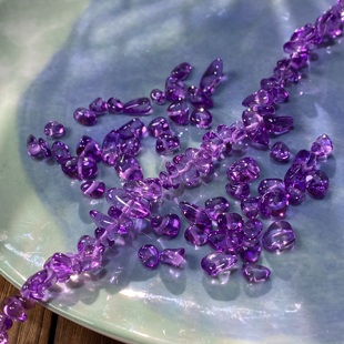 紫罗兰烤色K9玻璃5 8mm有孔碎石diy手工串珠手链饰品配件材料X218