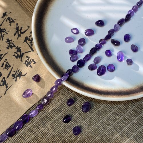 天然紫水晶随形珠6*8mm异形珠子diy串珠手链项链饰品配件材料S217