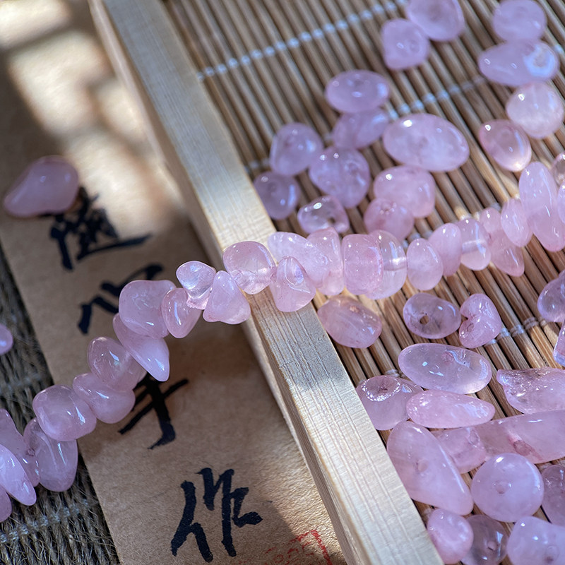 天然加色粉水晶5*8mm有孔碎石手工diy串珠手链项链饰品材料S06
