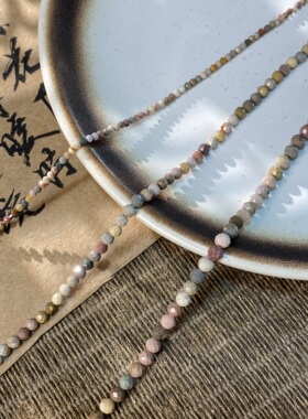 天然阿拉善2-3-4mm切面圆珠散珠手工diy串珠手链项链饰品配件X964