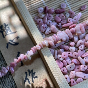 天然红纹石3*5mm有孔碎石手工diy串珠子手链项链饰品配件材料S96