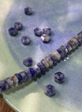 天然蓝点石3*6mm切面药片珠散珠手工diy串珠手链项链饰品配件S596