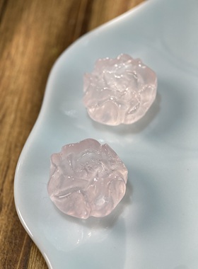 天然粉水晶17*16mm玫瑰花珠手工diy串珠手链项链饰品配件材料X262