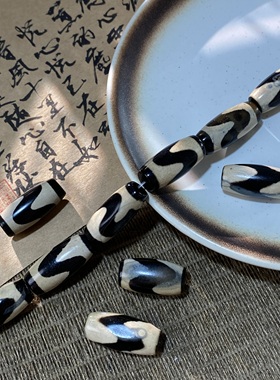 天然老玛瑙12*27mm天珠老形珠散珠手工diy串珠项链饰品配件X593