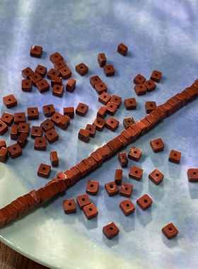 天然红石4*2mm方糖散珠子手工diy串珠手链项链饰品配件材料S682