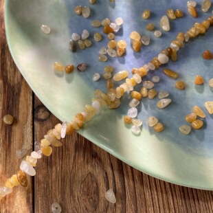 天然黄东陵3*5mm有孔碎石手工diy串珠子手链项链饰品配件材料S94