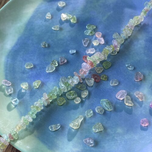 绿爆花K9琉璃5*8mm碎石散珠手工diy串珠项链手链饰品配件材料S345