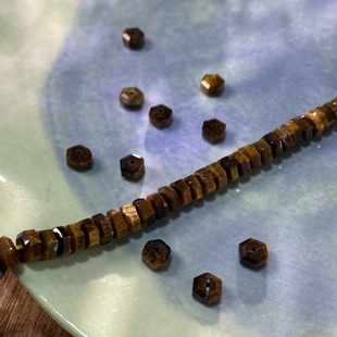 天然虎眼石3 6mm切面药片珠散珠手工diy串珠手链项链饰品配件S598