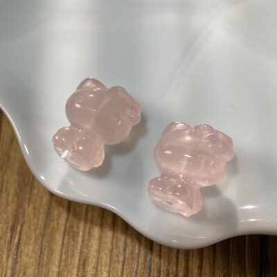 天然粉水晶14*18mm凯蒂猫珠手工diy串珠手链项链饰品配件材料X257