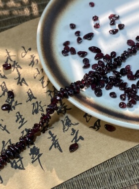 进口A级天然石榴3*5mm有孔碎石手工diy串珠手链项链饰品材料S122