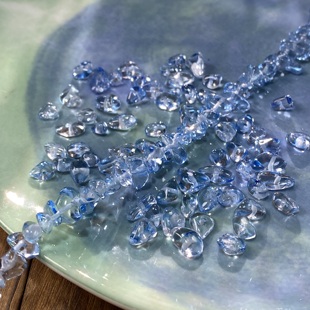 海水蓝烤色K9玻璃5*8mm有孔碎石串珠diy手工串珠饰品配件材料X26