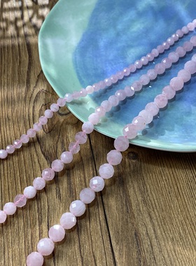 天然马粉水晶6-8-10mm硬切圆珠手工DIY串珠项链饰品配件材料X541