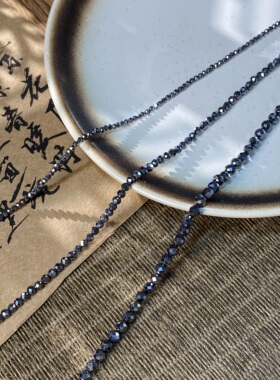 天然太核磁石2-3-4mm切面圆珠散珠手工diy串珠项链饰品配件X962