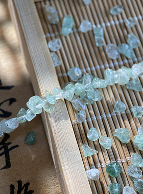 天然绿草莓晶3*5mm有孔碎石手工diy串珠手链项链饰品配件材料S156