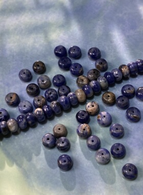 天然蓝纹石5*8mm算盘珠隔片手工diy串珠手链项链饰品配件材料S378