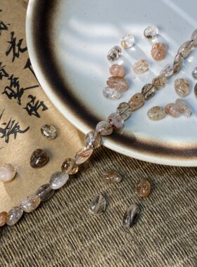 天然黑金超七随形珠6*8mm异形珠diy串珠手链项链饰品配件材料S175