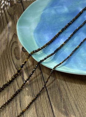 天然虎眼石2-3-4mm切面圆珠整串手工DIY串珠饰品配件半成品S954