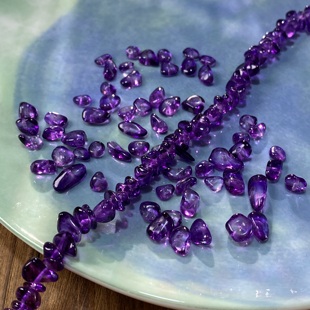 薰衣草紫烤色K9玻璃5*8mm有孔碎石diy手工串珠饰品配件材料X27