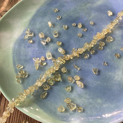 天然圆头黄水晶5*8mm有孔碎石手工diy串珠子手链项链饰品配件S354