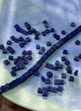 天然青金石4*2mm方糖散珠子手工diy串珠手链项链饰品配件材料S684