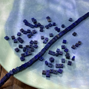 天然青金石4*2mm方糖散珠子手工diy串珠手链项链饰品配件材料S684