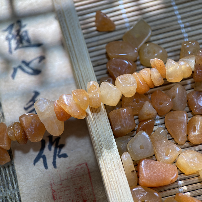 天然红东陵5*8mm有孔碎石手工diy串珠手链项链饰品配件材料S161