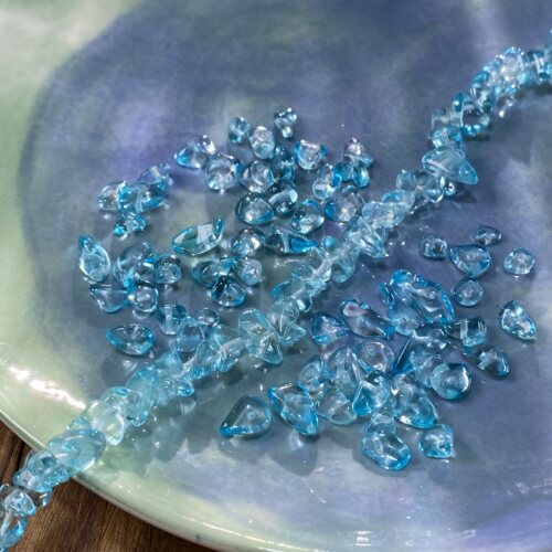 天空蓝烤色K9玻璃5*8mm有孔碎石串珠diy手工串珠饰品配件材料X21