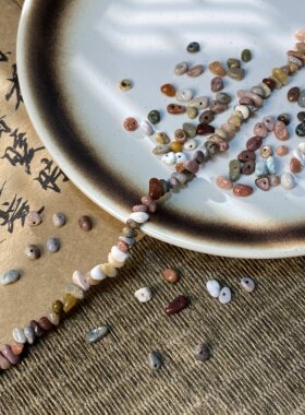 天然阿拉善玛瑙3*5mm有孔碎石手工diy串珠子手链项链饰品材料S165