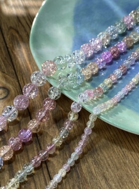 爆花琉璃4-6-8-10mm圆珠散珠子手工diy串珠手链项链饰品S832