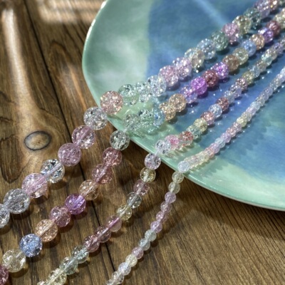 爆花琉璃4-6-8-10mm圆珠散珠子手工diy串珠手链项链饰品S832