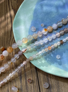 天然红草花玛瑙6-8-10mm散圆珠手工diy串珠手链项链饰品配件S730