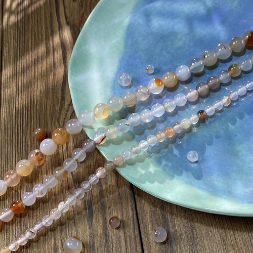 天然红草花玛瑙6-8-10mm散圆珠手工diy串珠手链项链饰品配件S730