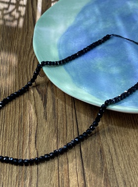 天然黑曜石4mm切面方糖珠整串手工DIY串珠项链饰品配件半成品X312