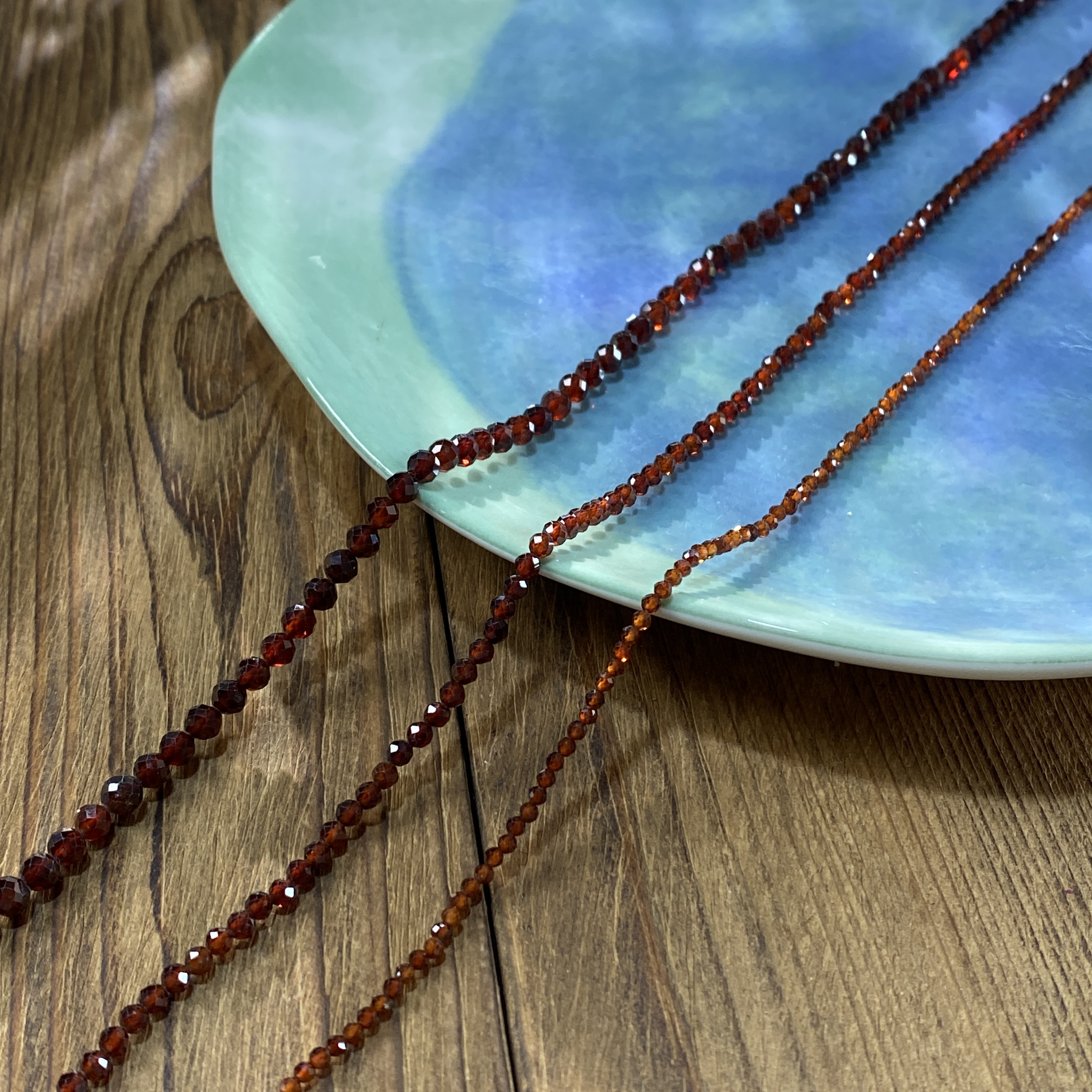 天然橙石榴2-3-4mm切面圆珠整串手工DIY串珠饰品配件半成品S944