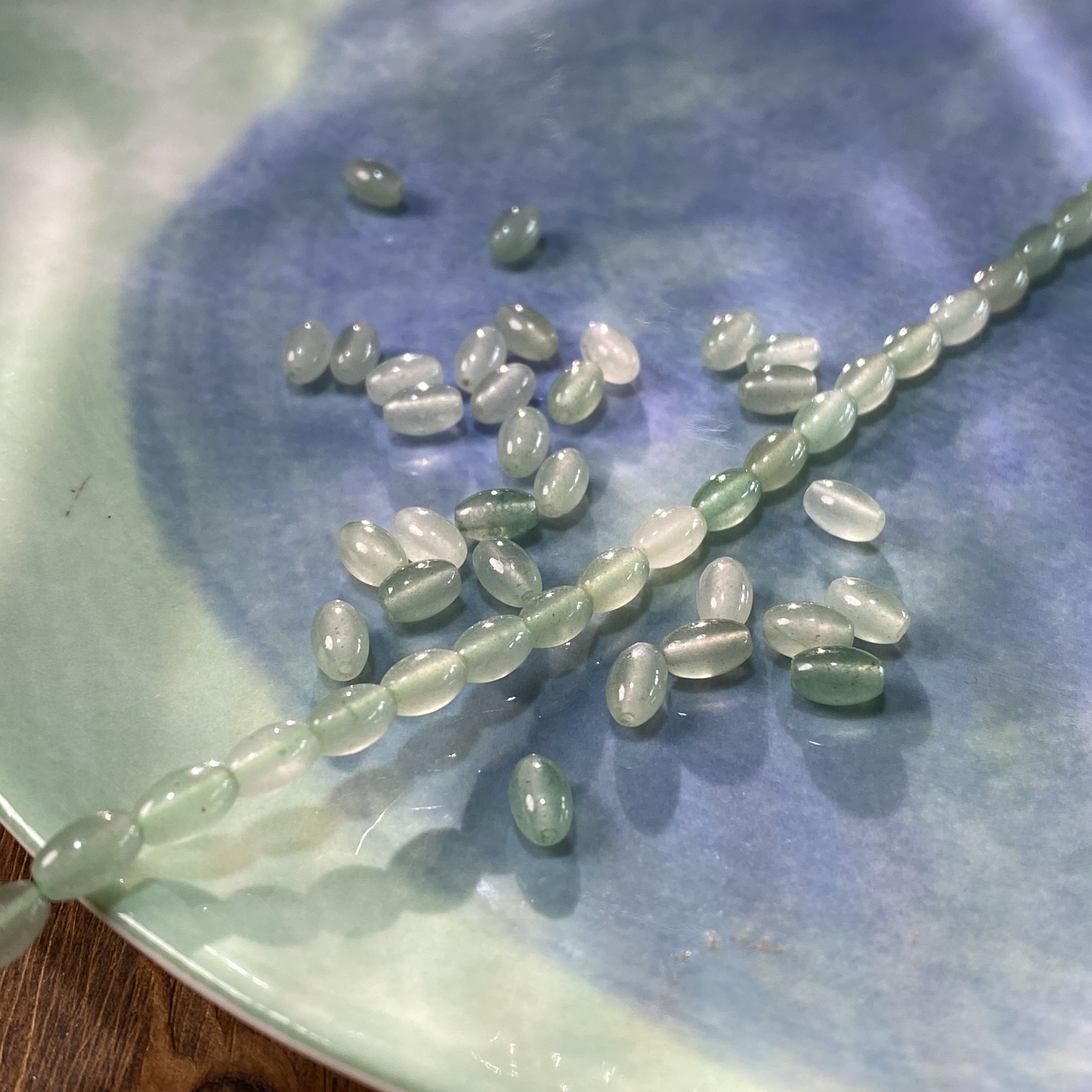 天然绿东陵米珠桶珠4*6mm散珠子手工diy串珠手链项链饰品配件X37