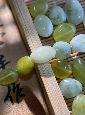 天然岫玉随形珠8*10mm异形珠手工diy串珠手链项链饰品配件材料S24