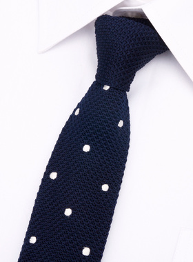 De L'isle英伦风平头针织领带休闲 男士商务正装窄领带女学院风