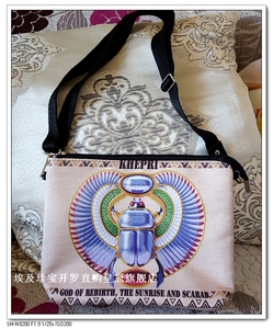 埃及特产纪念 埃及图腾包 圣甲虫凯布里  精致做工 斜跨单肩 中号