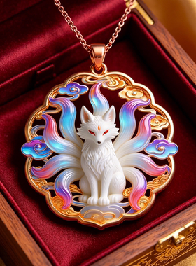 幻羽灵狐九尾狐合金项链吊坠