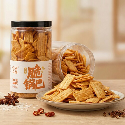 壹家良品五香脆锅巴网红怀旧零食解馋追剧下午茶小吃膨化食品罐装