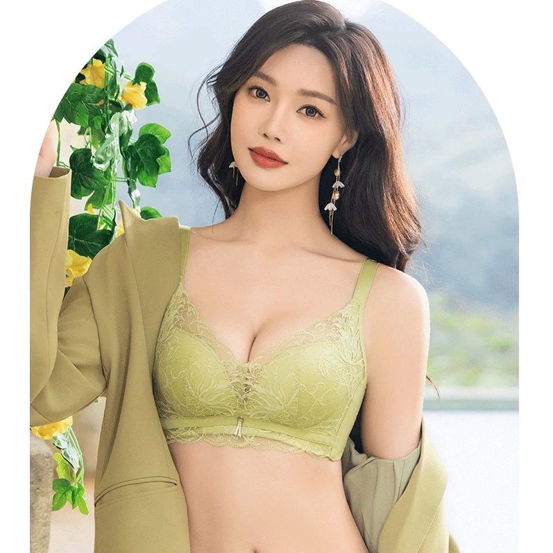 亲肤蕾丝聚拢显大无痕文胸套装