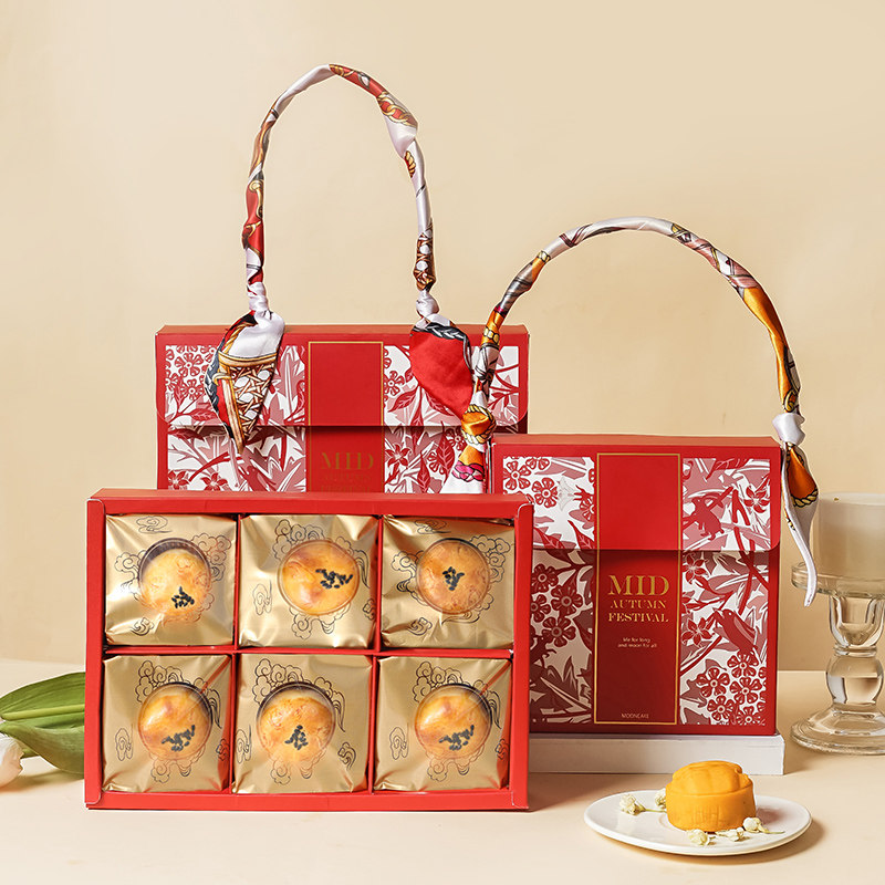 蛋黄酥包装盒2022新款月饼礼盒4粒6粒装国风手提空盒子袋定制批发