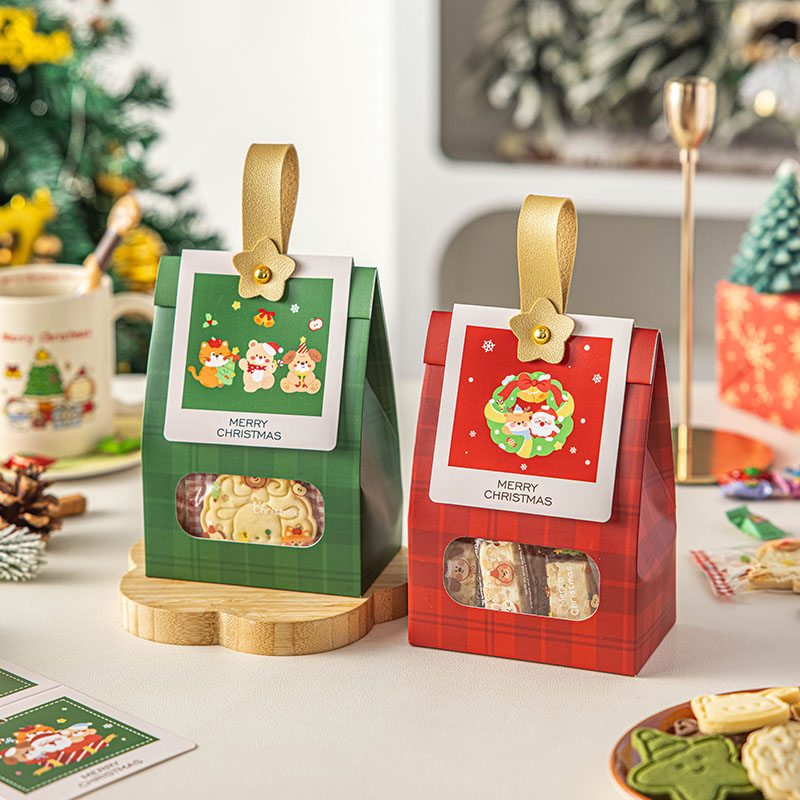 圣诞节饼干包装袋子开窗手提自立空伴手送人礼物品卡头可爱氛围感