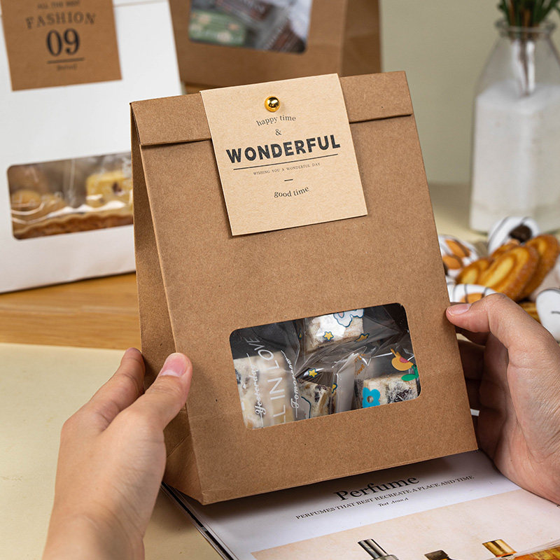 糖果零食雪花酥包装袋开窗自立