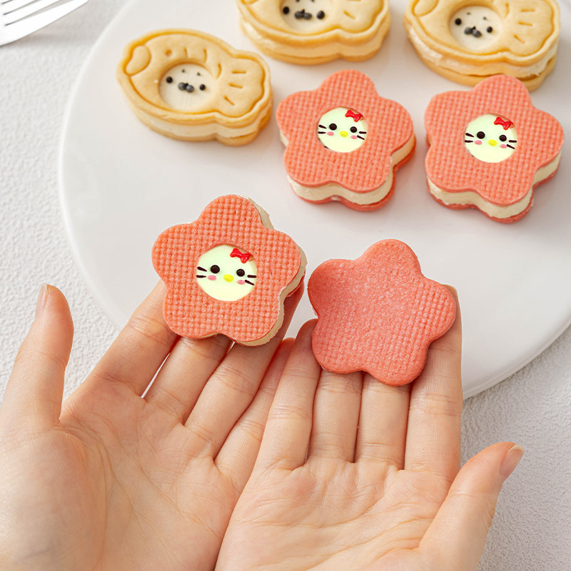 饼干模具diy卡通可爱花朵小鱼压花印烘焙培2026新款按压式磨制作