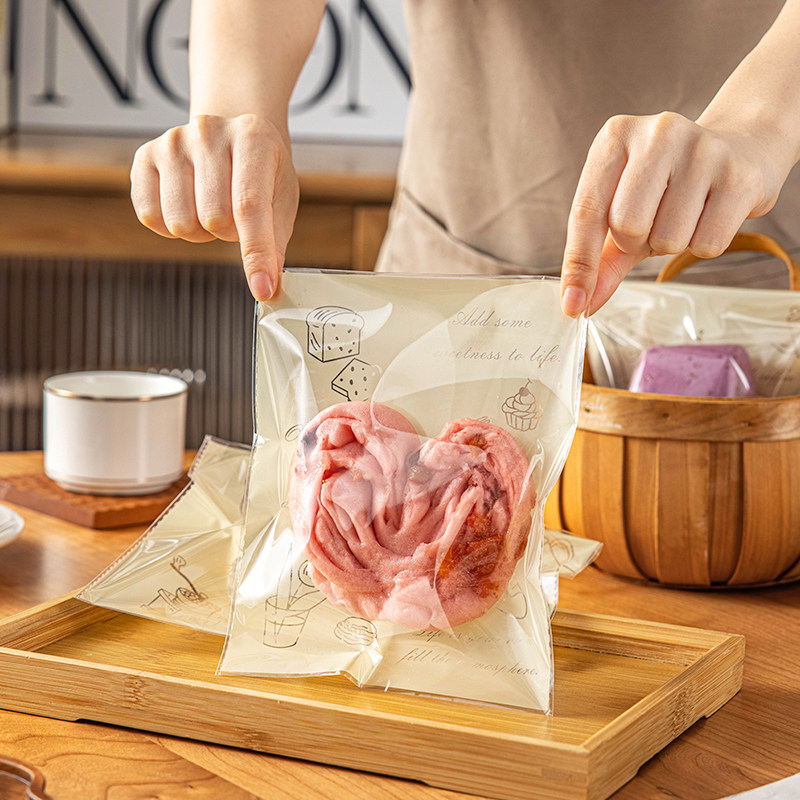 馒头包装袋贝果司康自封粘黏烘焙专用面包手撕甜甜圈透明打食品级
